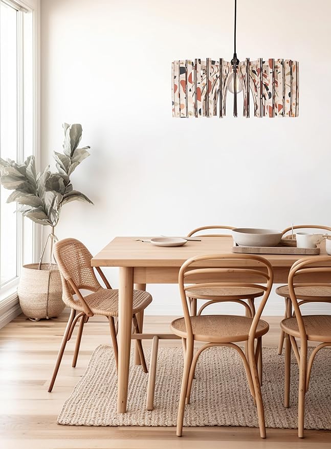 DEZAART Terraco White Fat Umbrella | Wood Pendant Light| Pattern Light Fixture | Mid Century Modern | Handmade Lamp | Ceiling Lamp | Chandelier Lighting