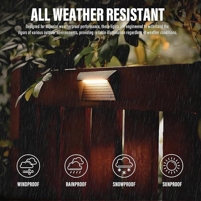 VENUS MANUFACTURING 2W Low Voltage Deck Lights LED Outdoor Stair Lights 3000K 12V Wired Step Lighting Die-cast Aluminum for Fence Yard Patio and Pathway (6Pack)