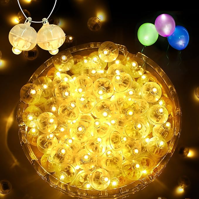 200PCs Mini Led Lights with Hooks, Long Standby Time Balloons Light for Party Decorations,Paper Lantern,Easter Eggs,Birthday Party,Halloween Christmas Decoration(Glow steadily Warm White)