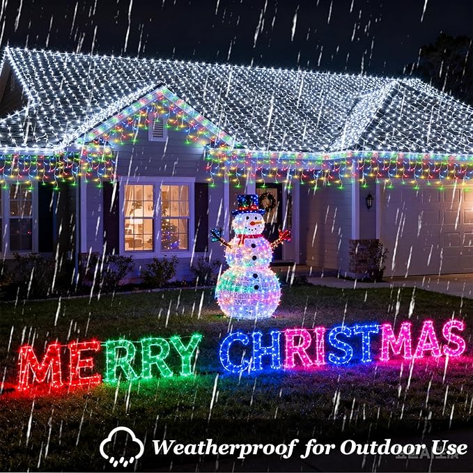 504 LED Fairy lights for Bedroom, 50ft Christmas Window Lights with 112 Drops 12 Modes, Dimmable Curtain Lights, String Lights Indoor Outdoor for Holiday Wedding Party Home Decorations, Multicolor
