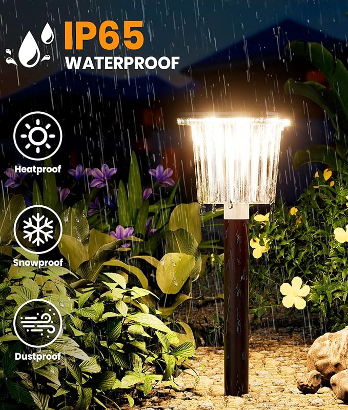 Super Bright Solar Pathway Lights Outdoor Powered,Adjustable Warm&Cool White,Waterproof IP65 Garden Decor Landscape Lighting Outside for Yard/Patio/Walkway/Driveway/Landscape (Cocoa Brown, 2 Pack)