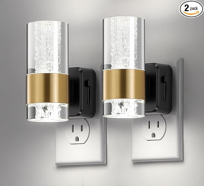 LED Night Lights Plug into Wall, Dimmable Night Light with Dusk to Dawn Sensor, Adjustable Brightness, Plug in Nightlight for Bathroom, Bedroom, Hallway, 2 Pack