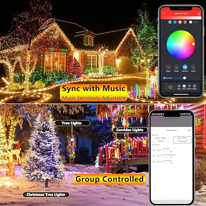 iBaycon Smart Color Changing Christmas Lights, 66FT 200 LED RGB Christmas Tree Lights Remote & App Controlled String Lights for Outdoor Indoor Christmas Decorations