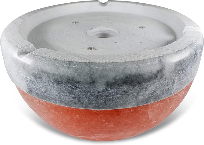 Himalayan Secrets® Salt Dome Lamp | for Warming Up Hands and Feet (11" Gray Marble Base)