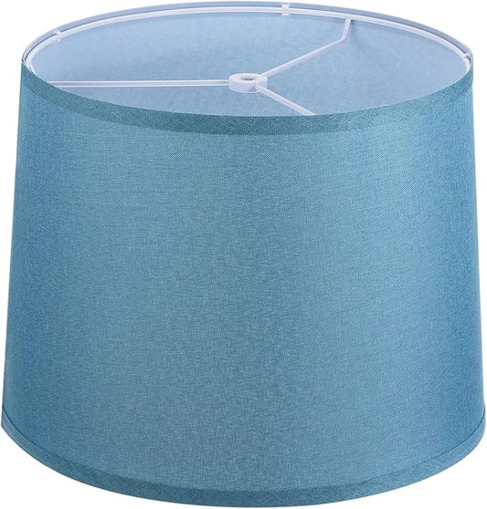 PATIKIL Lamp shades for Table Lamps 11.4" Top x 12.6" Bottom x 9.8" High Drum Lamp shades for Floor Lamps Medium Linen Lampshade Easy Assembly for Lamp Replacement, Blue