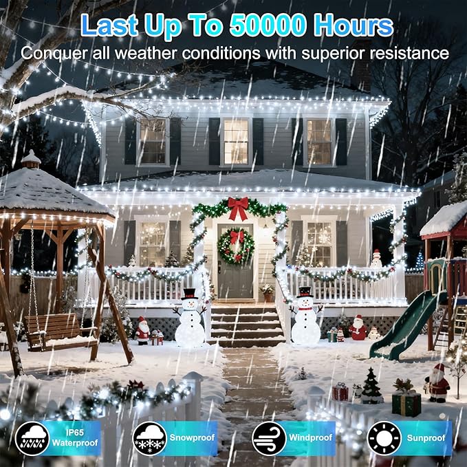 750 LED 240FT Christmas String Lights Outdoor, 12 Pro Modes and Timer Memory & Brightness, Plug in Waterproof Dark Green Wire Twinkle Light for for Xmas Yard Tree Wedding Party Decor (Cool White)