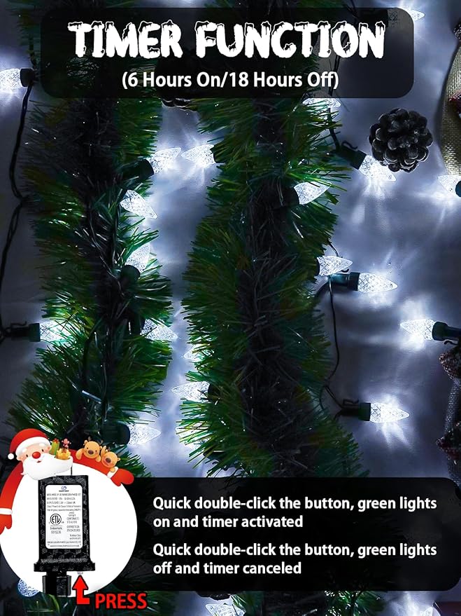 240 LED 78FT C6 Christmas String Lights, Super Long Christmas Lights Outdoor Indoor with 13 Modes & Timer, Waterproof Fairy Twinkle Light Plug in for Tree Garden Party Xmas Decorations (Cool White)