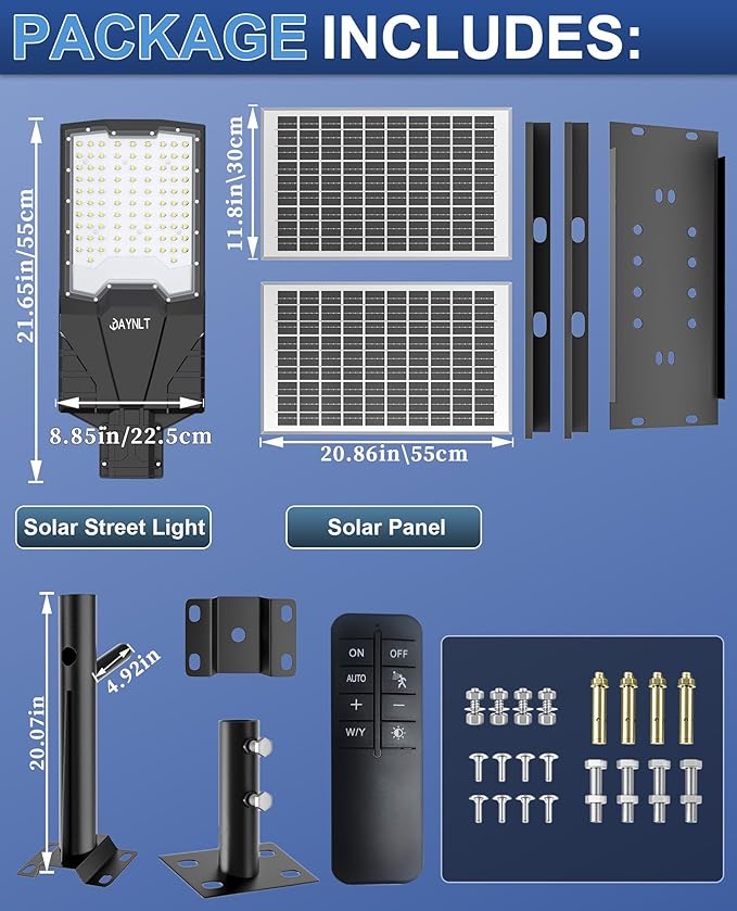 JAYNLT X-18000W Solar Street Lights Outdoor, 6500K Ultra-Large Parking Lot Lights Commercial Dusk to Dawn,IP67 Waterproof Solar Power Flood Security Lamps for Playground,Garage