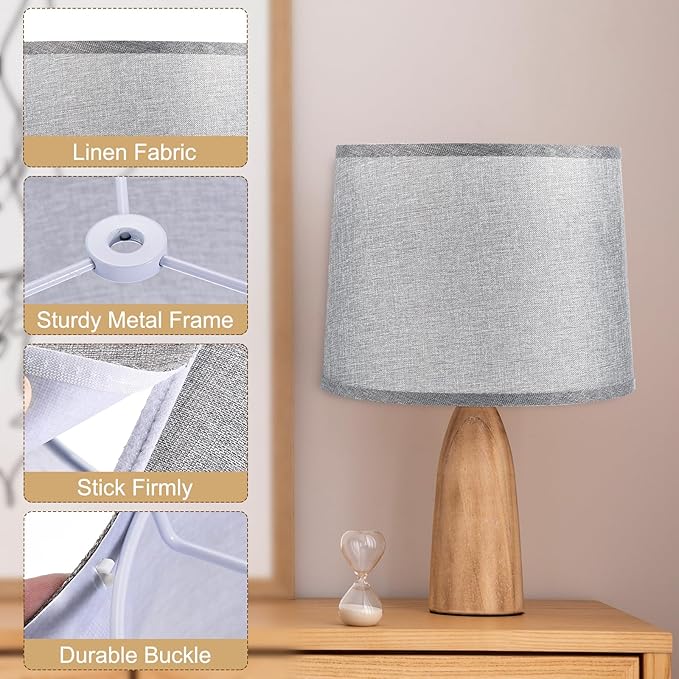PATIKIL Lamp shades for Table Lamps 11.4" Top x 12.6" Bottom x 9.8" High Drum Lamp shades for Floor Lamps Medium Linen Lampshade Easy Assembly for Lamp Replacement, Gray