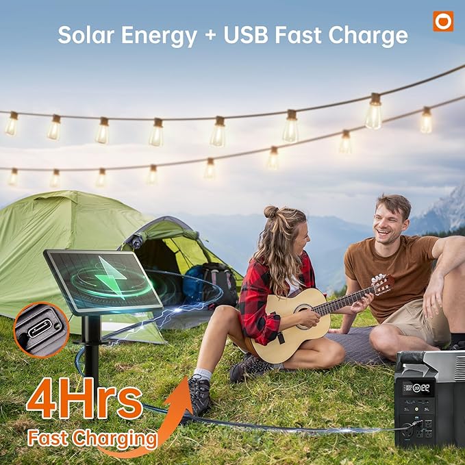 addlon 54FT(48+6) Solar String Lights Outdoor Waterproof with USB Port & Remote Control Dimmable Solar Patio Lights IP65 Solar Powered Edison LED Bulbs for Outside Bistro Camping