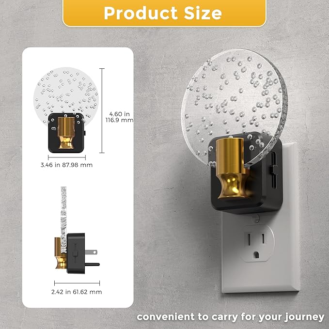 L LOHAS LED Night Lights Plug into Wall, Dusk to Dawn Sensor, 3000K Soft White LED, 180° Rotating Acrylic Bubble Nightlight, 0-100lm Adjustable Brightness, for Bedroom, Bathroom, Hallway