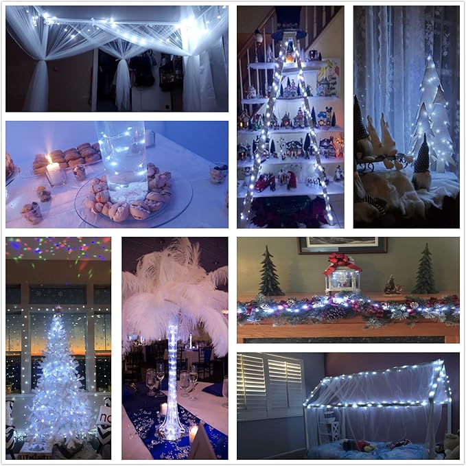 Cool White Battery Operated Fairy String Lights 7Ft 20 LED Indoor Outdoor Home Garden Windows Halloween Diwali Christmas Decoration-2Pack