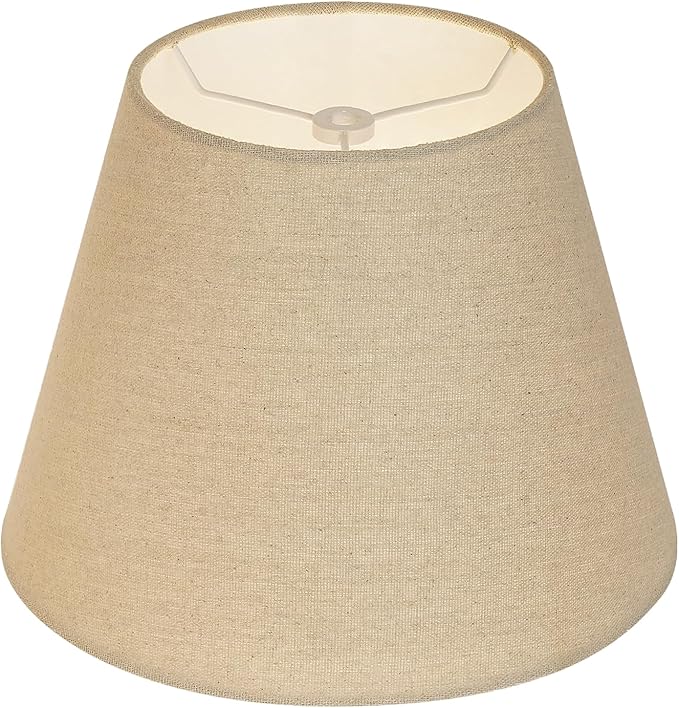 ALUCSET Small Lamp Shade, Barrel Fabric Lampshade for Table Lamp & Floor Light, 6 inch Top Diameter x 10 inch Bottom x Diameter 7.5 inch Height, Natural Linen Hand Crafted, Spider (Brown)
