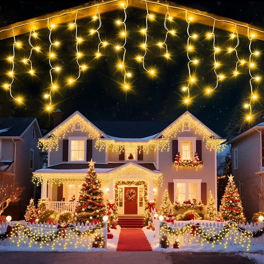 66 Ft Ice Lights for Outside, 640 LED Christmas Lights Outdoor Plug in, Christmas String Lights with 8 Modes & Timer for Holiday, Party, Wedding, House, Patio, Outdoor Decorations
