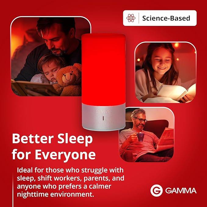 Revive - 670nm Red Lamp by Gamma - Sleep Light - Melatonin Promoting Natural Sleep Aid, Bedroom & Nursery Nightlight