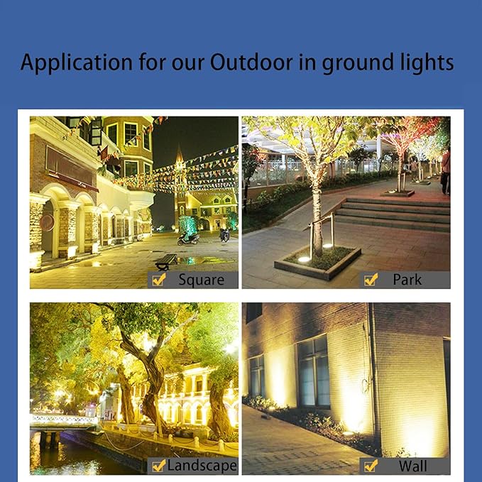 Outdoor In Ground Lights 24W,Diameter 8.66 inches,Big Landscape Light Line Voltage,Warm White 3000K,Waterproof IP67,Wired Well Lights 120V Pathway,Walkway,Step,Deck,Pack of 4