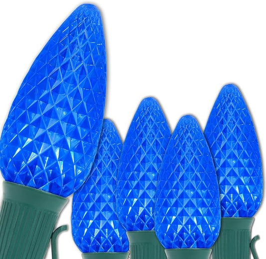 Wintergreen Lighting 25 C9 OptiCore LED Commercial Outdoor Christmas Lights – Heavy Duty Christmas String Lights; Green Wire (25 ft, Blue)