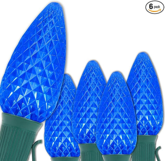 Wintergreen Lighting 100 C9 OptiCore LED Commercial Outdoor Christmas Lights – Heavy Duty Christmas String Lights; Green Wire (100 ft, Blue)