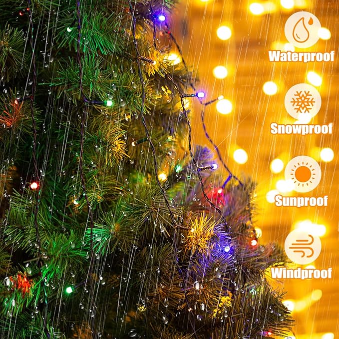 LitHome 100 LED Solar Christmas String Lights Outdoor, 33FT 34Colors Changing Solar/USB Easter String Lights Waterproof with Remote, 102 Modes Colorful Pastel Light for Tree Spring Party Holiday Decor
