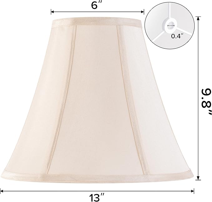 Cream Bell Lamp Shades Medium Lamp Shade 6" Top x 13" Bottom x 9.8" High(Spider) Modern Fabric Lamp Shade for Floor Lamp,Table Lamp,Bedside Lamp, Side Ribbing Replacement Lampshade by GO&SO