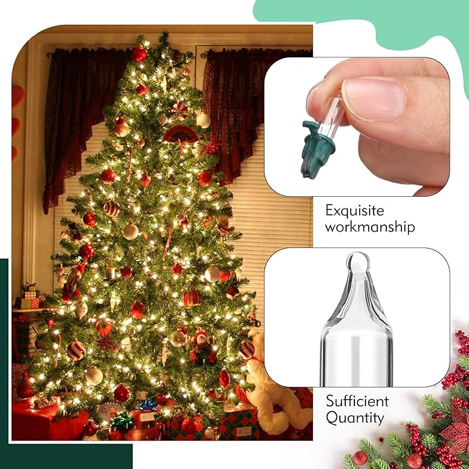 Mudder 60 Count Christmas Replacement Mini Light Bulbs with Base Christmas Tree Incandescent Wire String Lights Replacement Bulbs for Xmas Indoor Outdoor Decoration(Warm White,2.5vx0.1a)