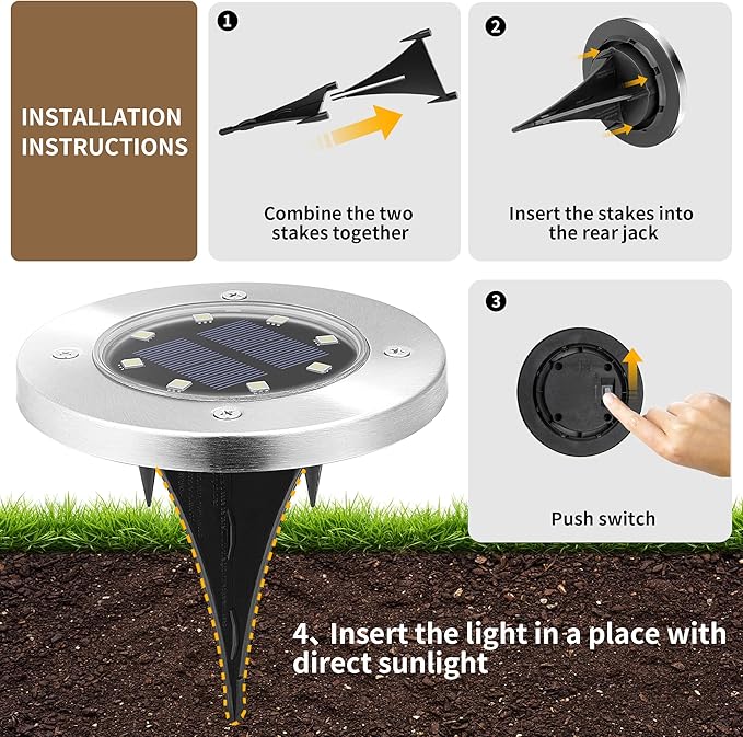 SOLPEX Solar Lights Outdoor Waterproof, 20 Pack Solar Ground Lights, Solar Garden Lights Landscape Lighting for Pathway Driveway Patio Backyard Walkway (Cool White)