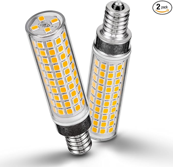 E12 100 Watt LED Candelabra Bulbs Equivalent C7,2700K Warm White,1200 lm T6 E12 12W LED Candle Bulbs for Ceiling Fan Chandelier Pendant Lighting Salt Lamp,Non-dimmable,2 Pack
