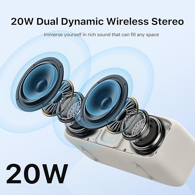 NOBIS 20W Speakers Bluetooth Wireless, IP68 Waterproof Speaker, Up to 24H Playtime, TWS Pairing, Bluetooth 6.0, EQ Mode，Hands-Free Call with App Control for Outdoor, Travel, Home