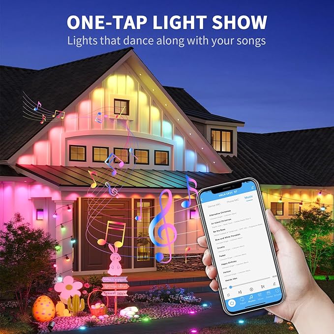 Permanent Outdoor Lights for House, 50ft RGB+IC Smart Outdoor Decor, 50 Scene Modes, App/Remote Control, IP68 Waterproof, House Eave Lights for Halloween, Christmas, Party Decor, House Roof Lighting