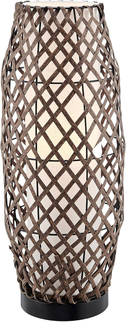Lite Source Baran Black Rattan Battery Powered Outdoor Rated LED Cordless Table Lamp