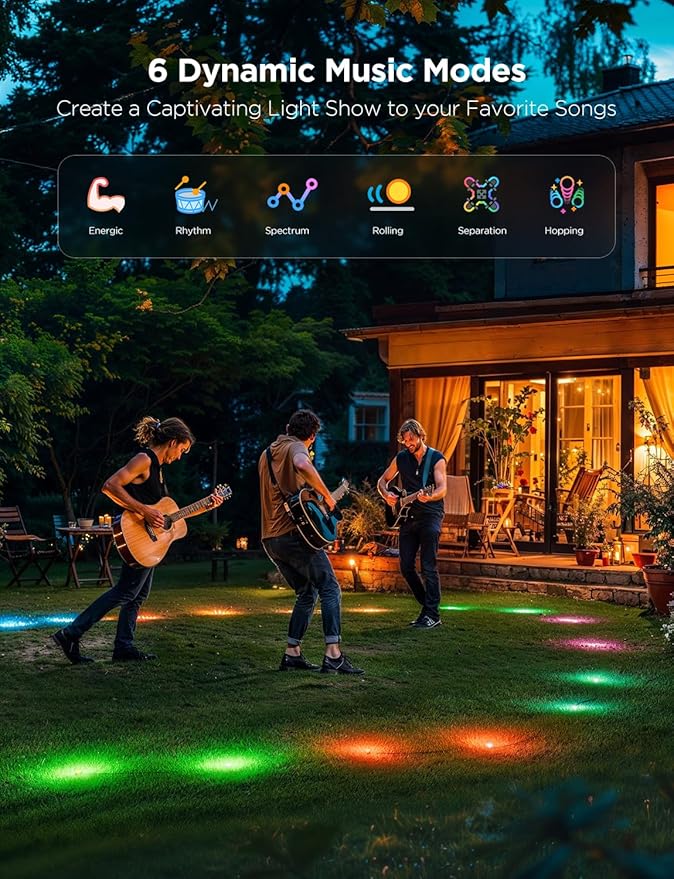 Govee Outdoor Ground Lights 2, 50ft Patio Decorations, 15 Pack RGBIC Pathway Lights with 100LM Warm White, IP67 Waterproof, 63 Scene Modes, Works with Alexa, Google Assistant