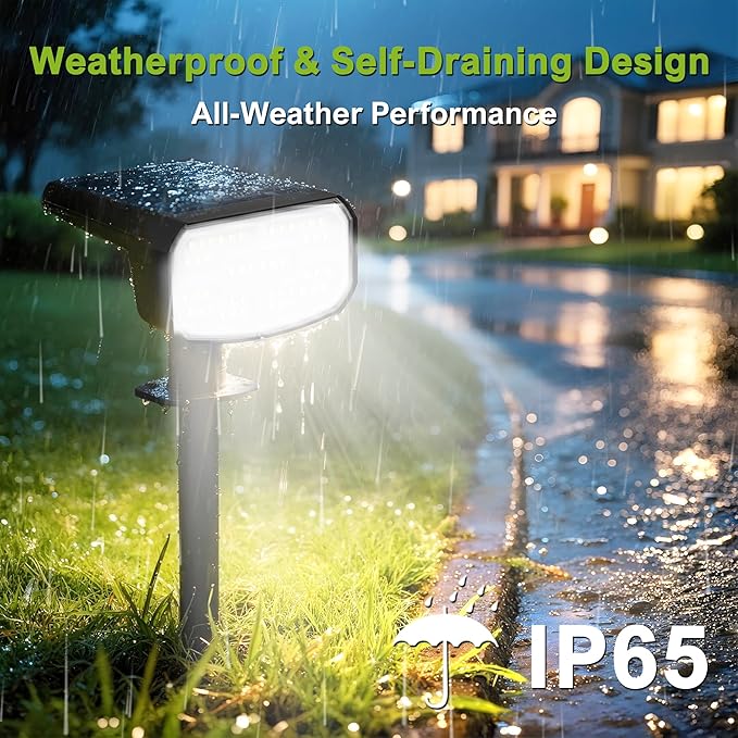 DAMINY Solar Spotlights Outdoor Waterproof IP65,2 CCT(Warm White & Cool White),4 Lighting Modes Solar spot Lights for Yard,Garden,Pathway,Landscape,Auto On/Off-4 Pack