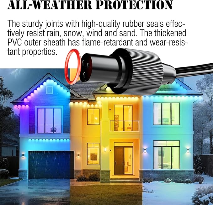 1 Male to 2 Female Y-Splitter for Govee Permanent Outdoor Lights Y-Shaped IP68 Waterproof Connector Compatible with Govee H705A H705B H705C H805A H805B H805C 3-Pin Extension Cable Cord (Black)