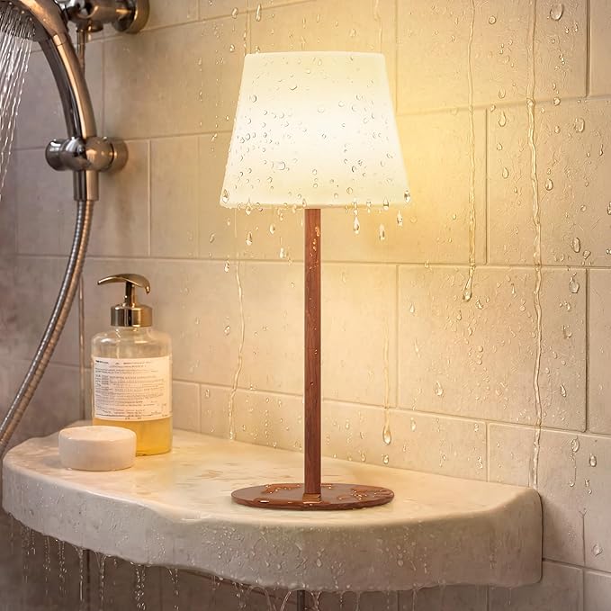 EZVALO Shower Lamp, IP65 Waterproof Modern Bathroom Lamp, Cordless Rechargeable Bath Light with 4500mAh Battery – Soft 360° Glow for Bathtub, Night Shower & Relaxing Routines