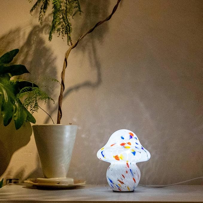 Mushroom Lamp for Bedroom,Mid Century Modern Lamp for Nightstand, Dimmable Retro Egg Tart Bedside Small Lamps,Unique Home Mushroom Decor Aesthetic Cute Table Lamps for Living Room