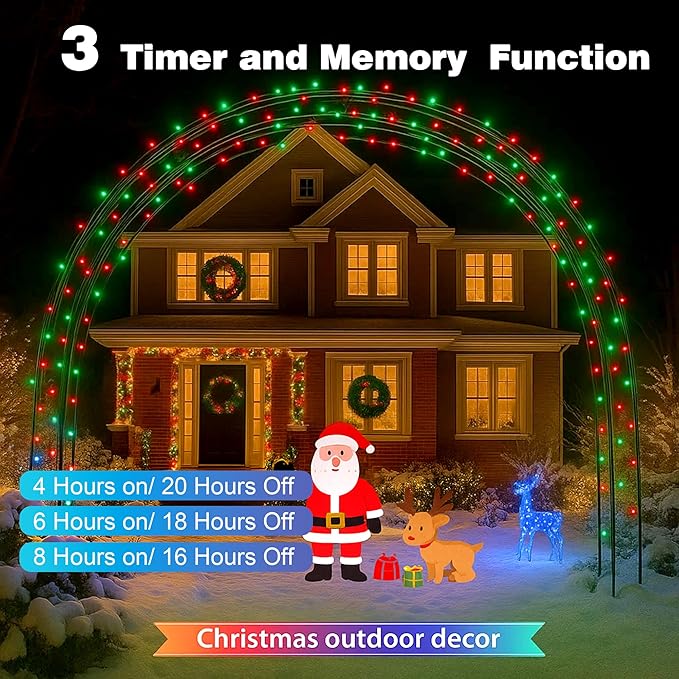 Christmas Lights 500LED 164FT, Waterproof Christmas Tree Lights with 8 Modes, Remote Control 3 Timers & Memory Function Xmas Decorations for House and Holiday (Red and Green)