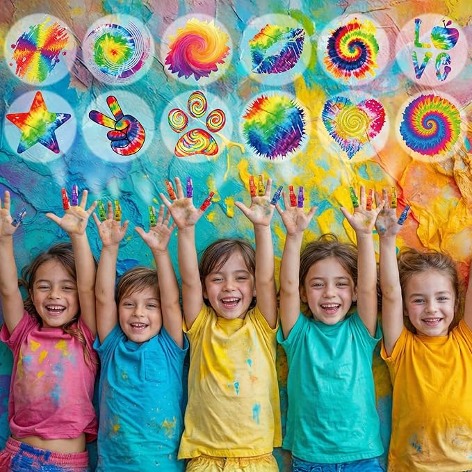Tuanse 36 Pcs Tie Dye Finger Lights Gifts Bulk for Kids Glow in the Dark Finger Lights Colorful Birthday Themed Party Supplies Favors for Class School Prizes Gift for Kids Carnival Rewards
