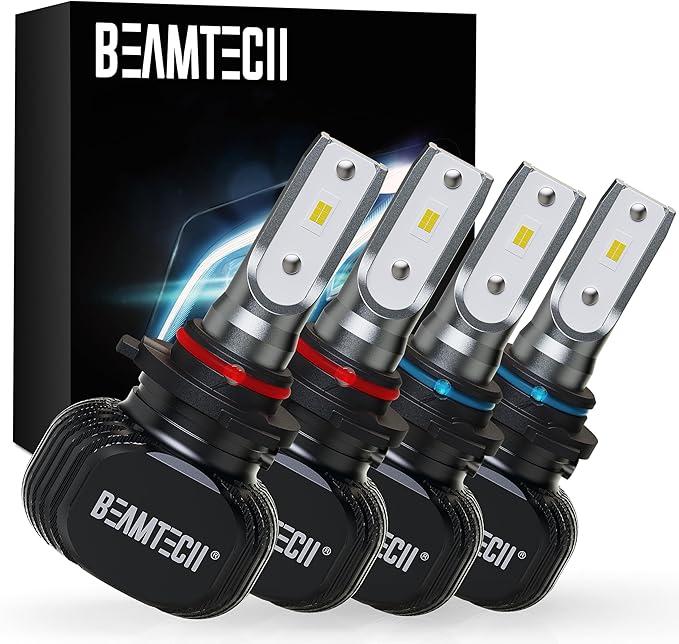 BEAMTECH 900-5 900-6 Bulbs Combo, S1 Series Fanless 300% Brighter Fog Light, 4 Bulbs