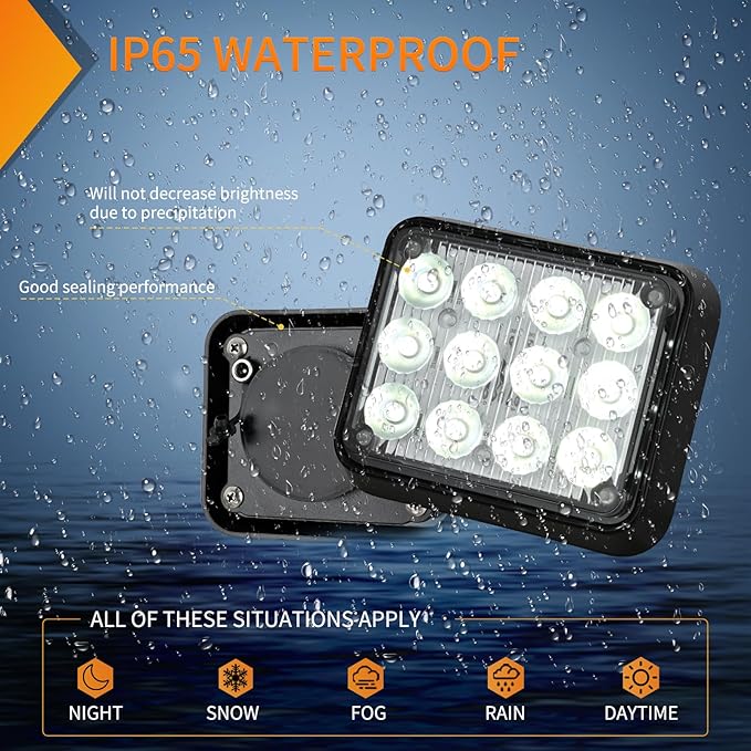 Nilight 12LED Magnetic Wireless Trailer Lights 2PCS Rechargeable Portable Hazard Beacon Warning Light White Emergency Strobe Light for Trucks Trailers Vehicles Cars Bus Surface Mount