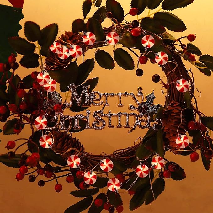 Christmas Candy String Lights, 8.5Ft Christmas Decorations Fairy Lights with 10 Lollipop Light, Connectable Candy Decor Lights UL Listed for Camping Patio Christmas Tree Wedding Party Thanksgiving