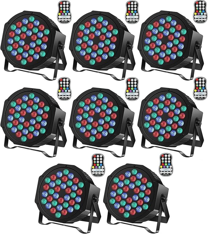 Rechargeable Stage Par Lights U`King RGB 36 LED Uplights Battery Powered with RGB 36W DJ Uplights Sound Activated Remote Control for Wedding DJ Disco Events Halloween Church Live Party- 8 Pack