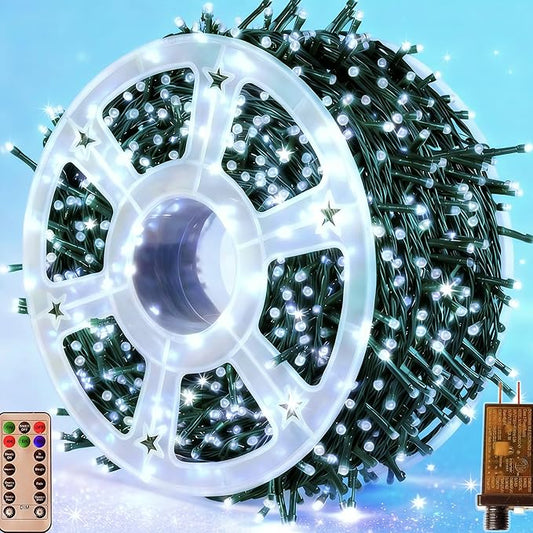 Christmas Lights 1000 LED 328 FT, IP67 Waterproof Christmastree Lights with 8 Modes, Remote Control 3 Timers & Memory Function Xmas Decorations for House and Holiday (Cool White)