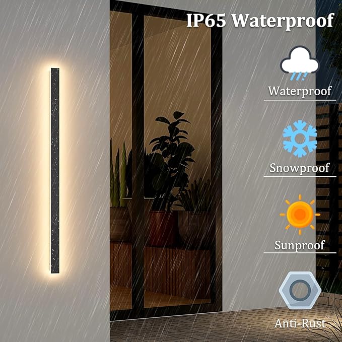 2 Pack 40Inch Long Outdoor LED Wall Lights 3000K Modern Exterior Wall Light Fixtures IP65 Waterproof for House Porch Courtyard