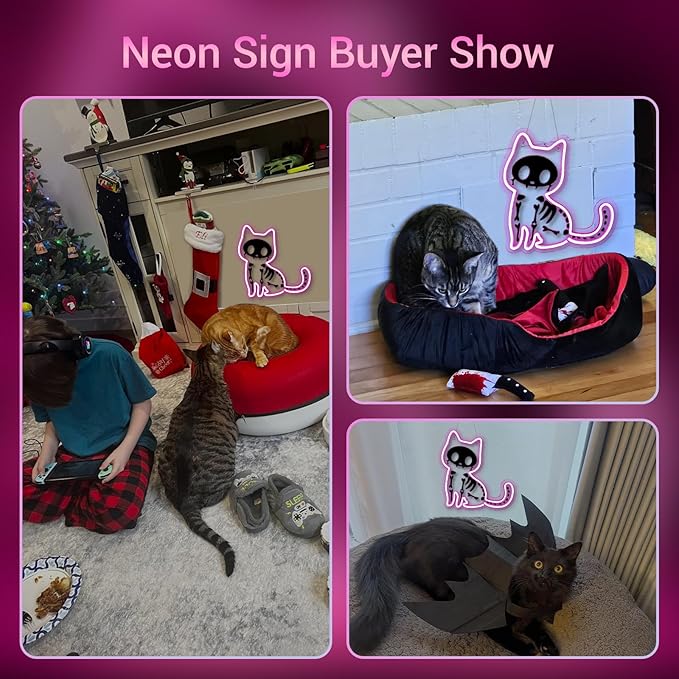Electric Shock Cat Neon Sign Pink Cat Kitty LED Neon Signs for Wall Decor Home Kids Room Living Room Led Light for Cat Club&Clinic Neon Wall Unique Gift for Animal Lovers