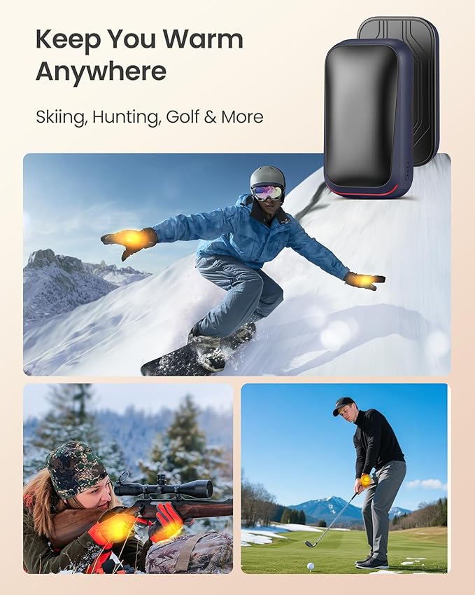Gaiatop Electric Hand Warmers Rechargeable, Magnetic Pocket Hand Warmer 2-Pack, 3s Fast Heating, Fits in Gloves, Winter Sports Hunting Accessories, Warm Day Gifts for Men Women