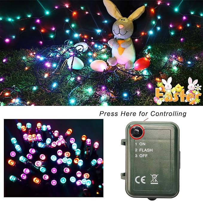 Easter String Lights Battery Powered, 4 Pack Total 66.6 FT 200 LED Colorful Pastel String Lights for Indoor Outdoor Decoration, Twinkle Fairy Light for Home Party Room Garden Party Decor