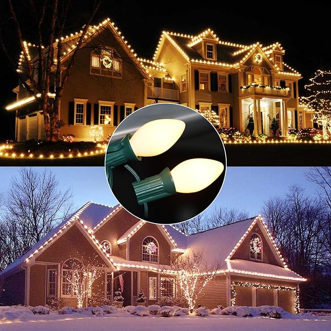 SUNSGNE C7 LED White Replacement Christmas Light Bulbs - 0.6W LED E12 Candelabra Base Bulbs - Perfect for Salt Lamps, Night Lights and Decorative Lights - Pack of 25