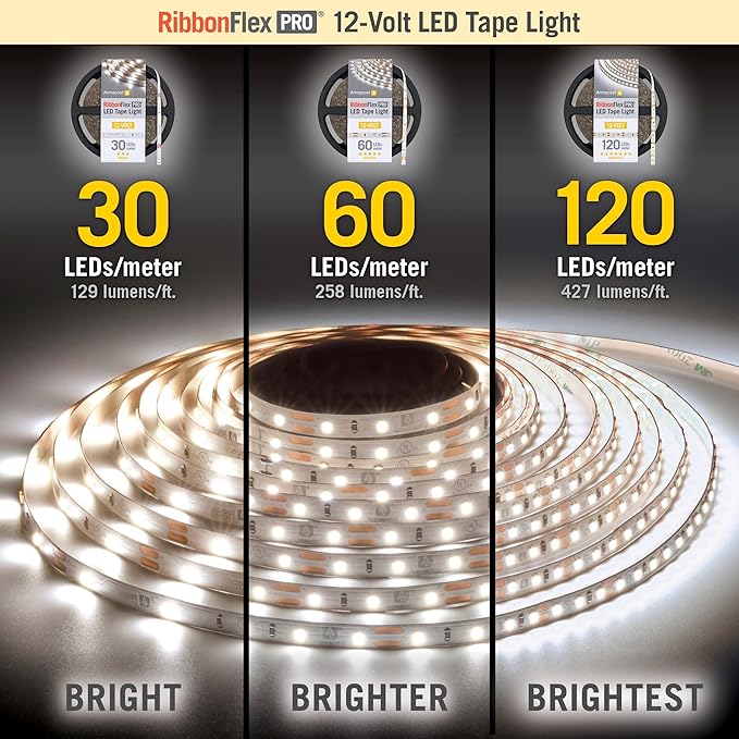 Armacost Lighting RibbonFlex Pro 12V White LED Strip Lights 60 LED/m, 4000K, 32.8 ft 152250