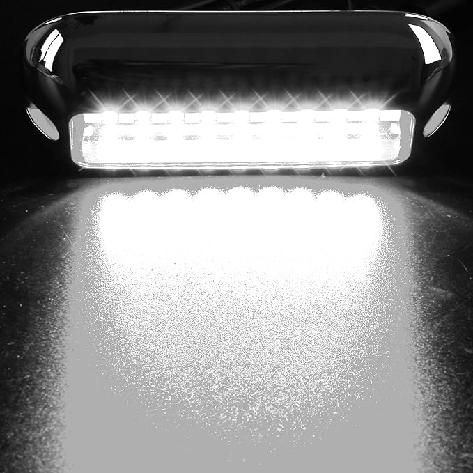 HUSUKU SOOP3 Mini 50W 27LED Waterproof Stainless Steel Transom Led Light, High-Intensity Marine Led Underwater Lights (2 pcs)