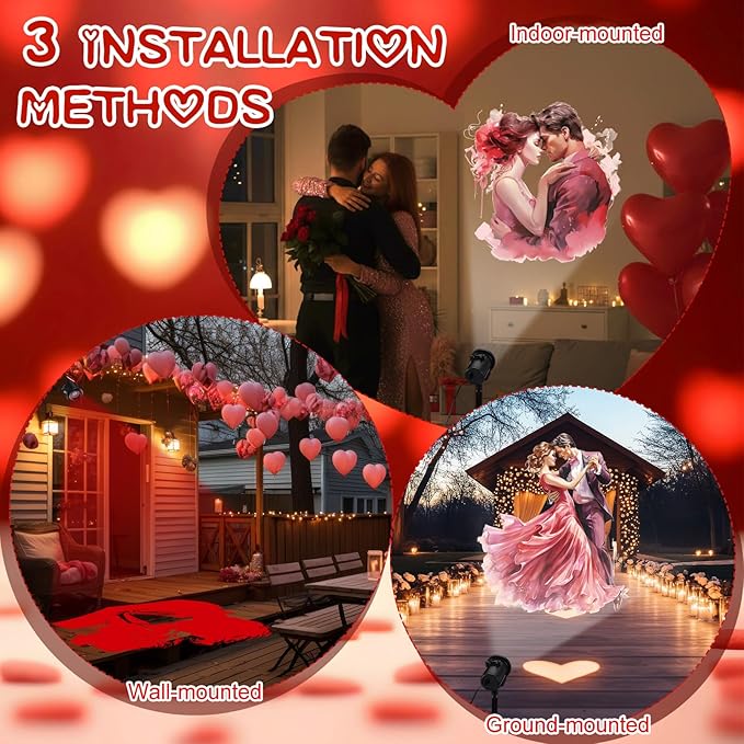 Easter Decorations Projector Light with 12 Film Slides 3 Holidays St. Patrick's Day Easter Valentine, Outdoor Waterproof Landscape Bunny Egg Decorative Lighting Projection Lamp for Party